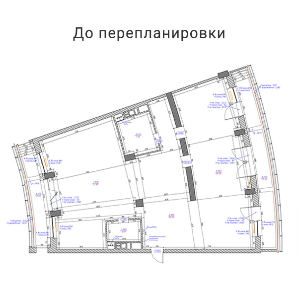 Дизайн интерьера четырехкомнатной квартиры с необычной геометрией стен
