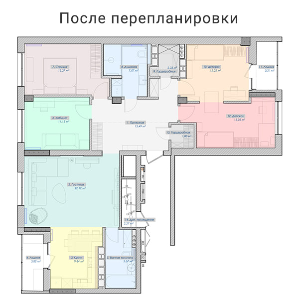 Дизайн интерьера пятикомнатной квартиры с творческим характером