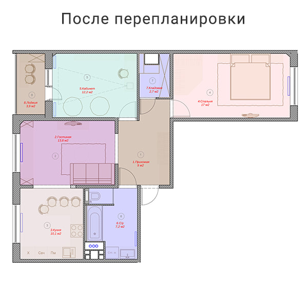 Дизайн интерьера трехкомнатной квартиры с брутальной отделкой