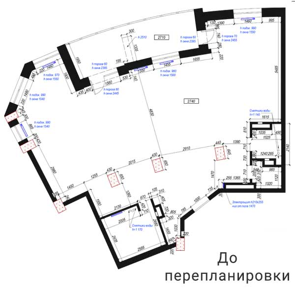 Дизайн-проект трехкомнатной квартиры с нестандартной планировкой