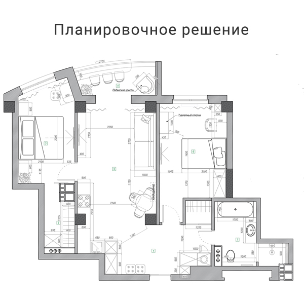 Дизайн интерьера трехкомнатной квартиры в монохромной гамме