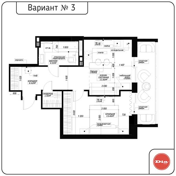 Дизайн-проект квартиры-студии поэтапно с фото и туром в виртуальной реальности vr