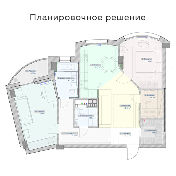 Дизайн интерьера четырехкомнатной квартиры с нестандартной планировкой
