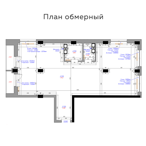 план обмерный трехкомнатая квартира