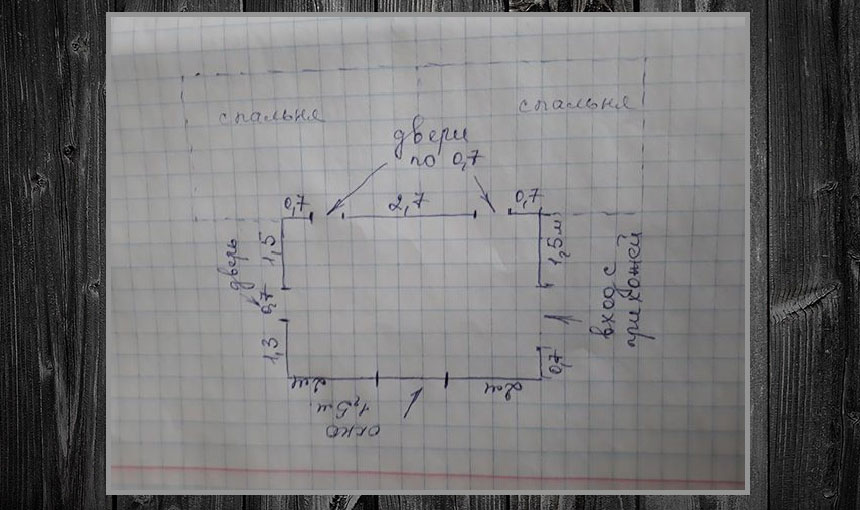 план кухни от руки