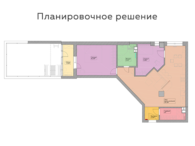 Стильная трехкомнатная квартира с террасой: нестандартная планировка