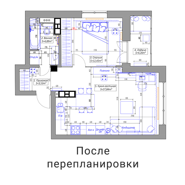 Современный дизайн интерьера квартиры в темно-серых тонах