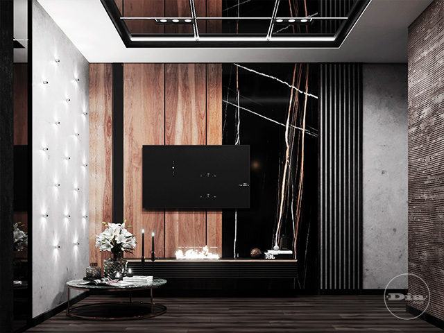 Современный дизайн интерьера квартиры в темно-серых тонах