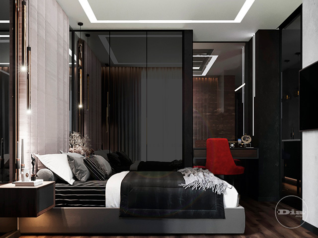 Современный дизайн интерьера квартиры в темно-серых тонах