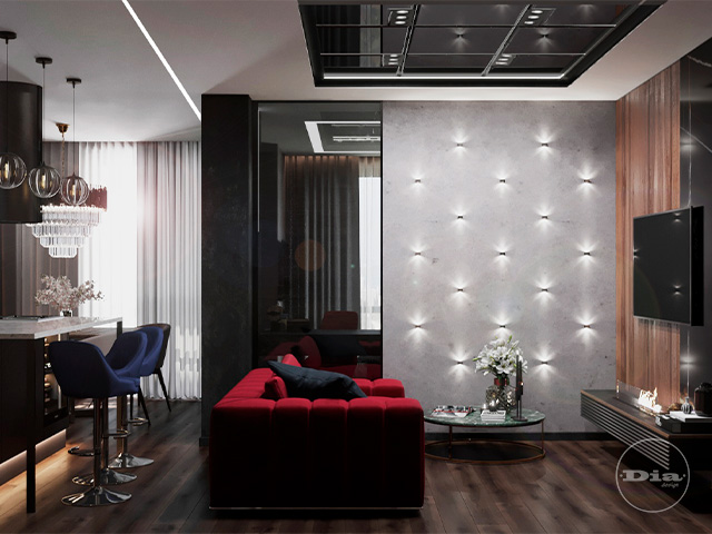 Современный дизайн интерьера квартиры в темно-серых тонах