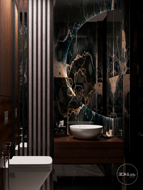 Современный дизайн интерьера квартиры в темно-серых тонах